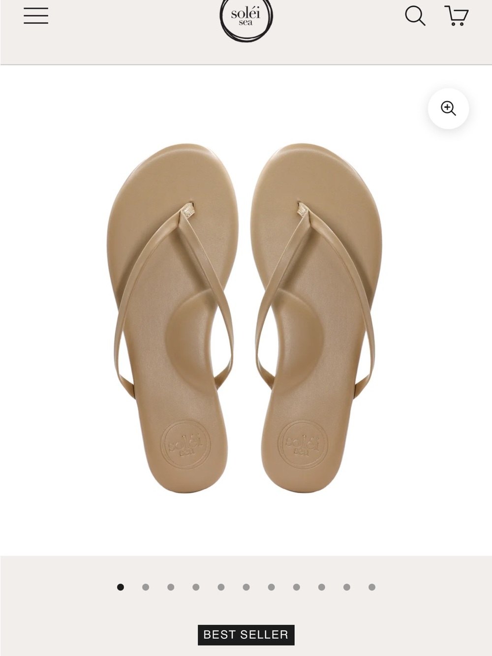 Solei Sea Women's Tan Slim-Strap Flip Flop Sandals